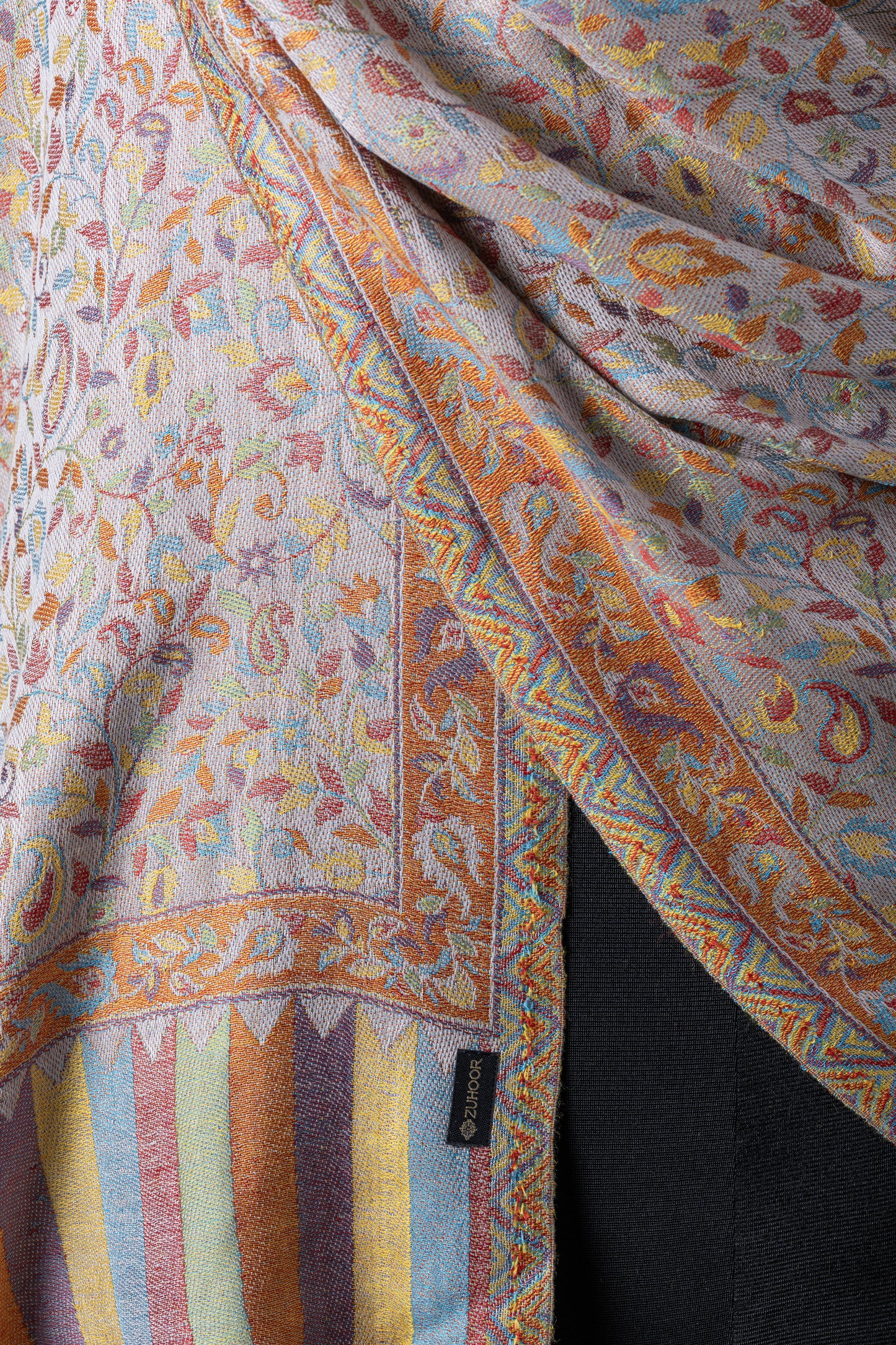 Zuhoor Kashmiri His & Her Shawl Set (Off-White & Mustard)