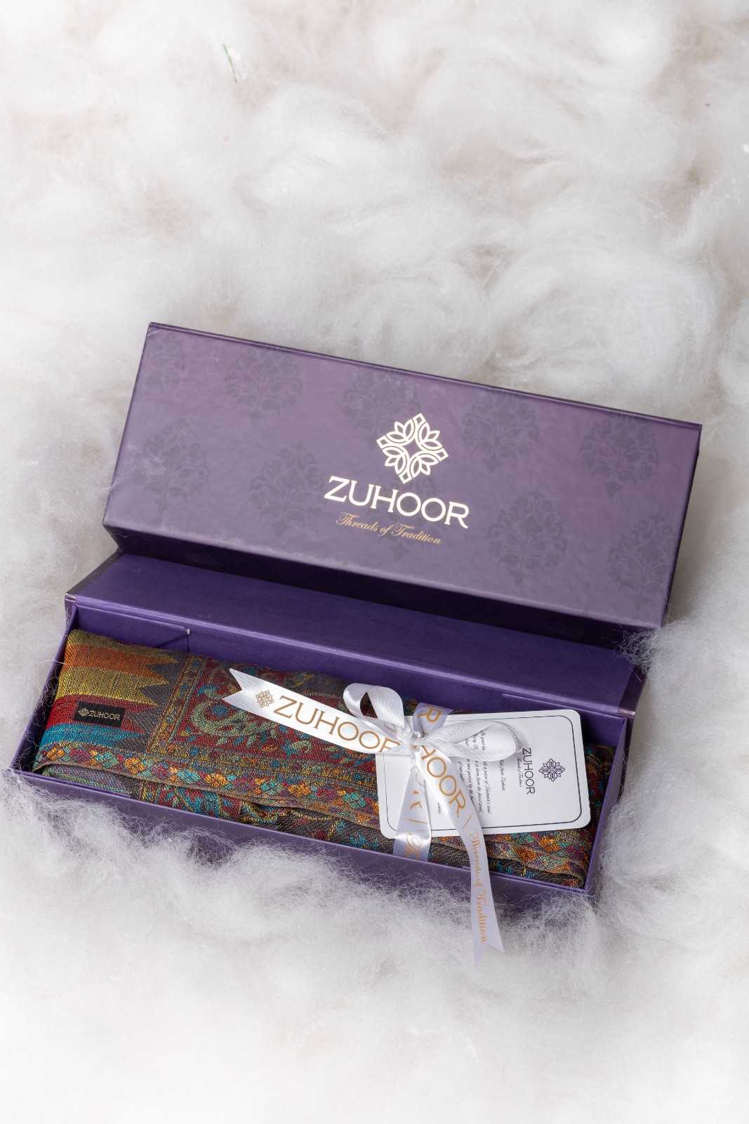 Zuhoor Black Éclat 2-Way Kashmiri Viscose Shawl