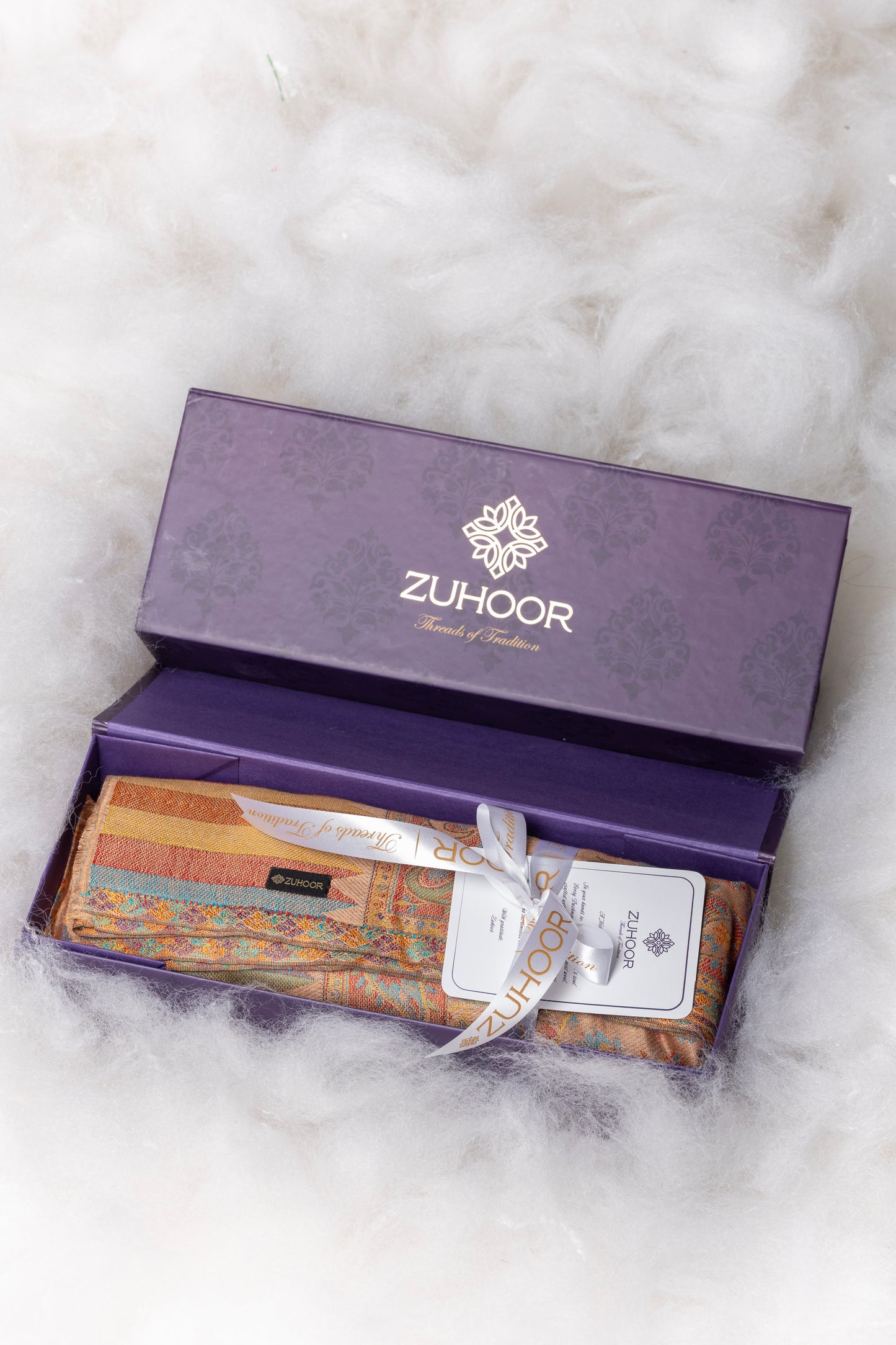 Zuhoor Caramel Luxe 2-Way Kashmiri Viscose Shawl