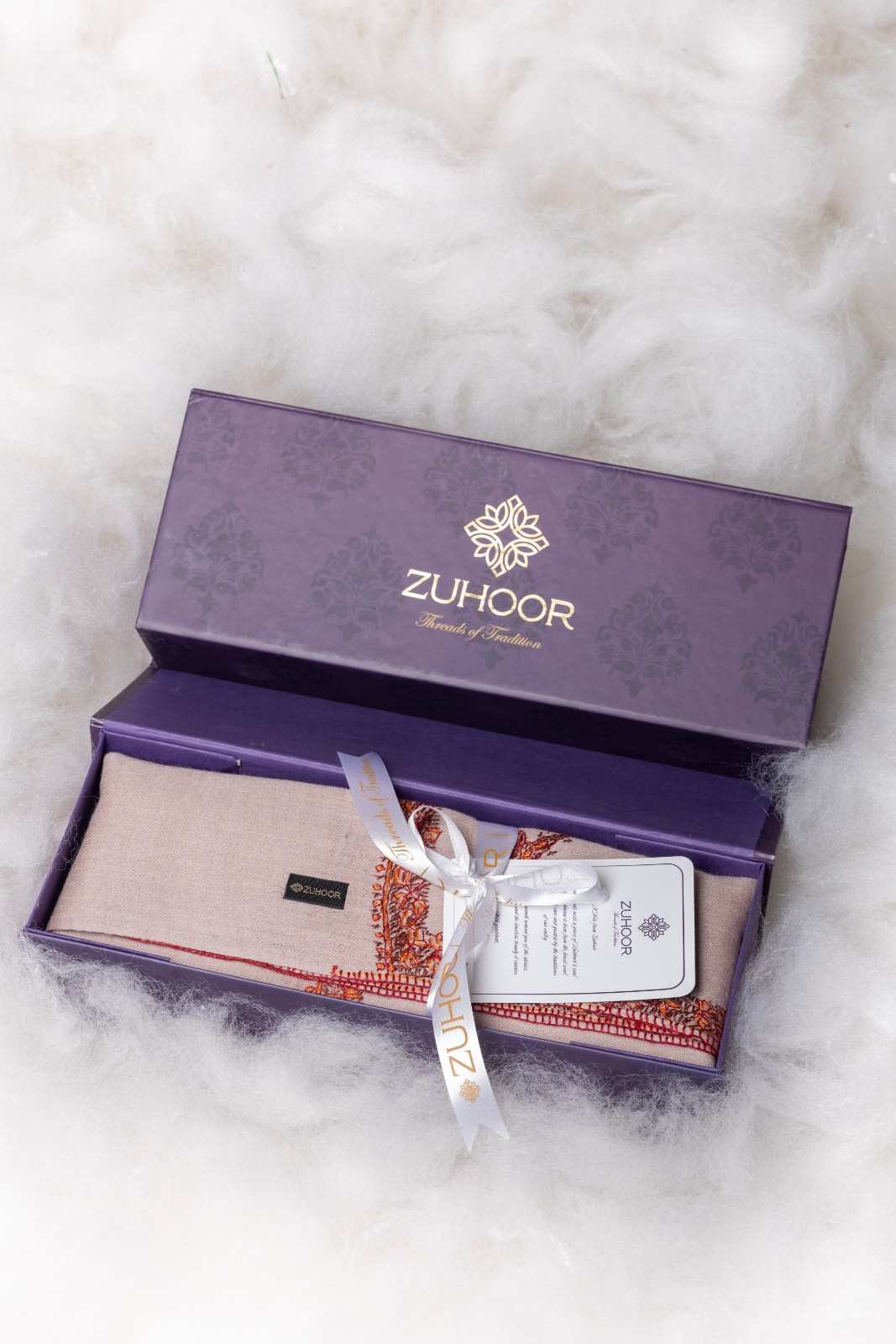 Zuhoor 100% Pure Pashmina Onion Pink Sozni Shawl