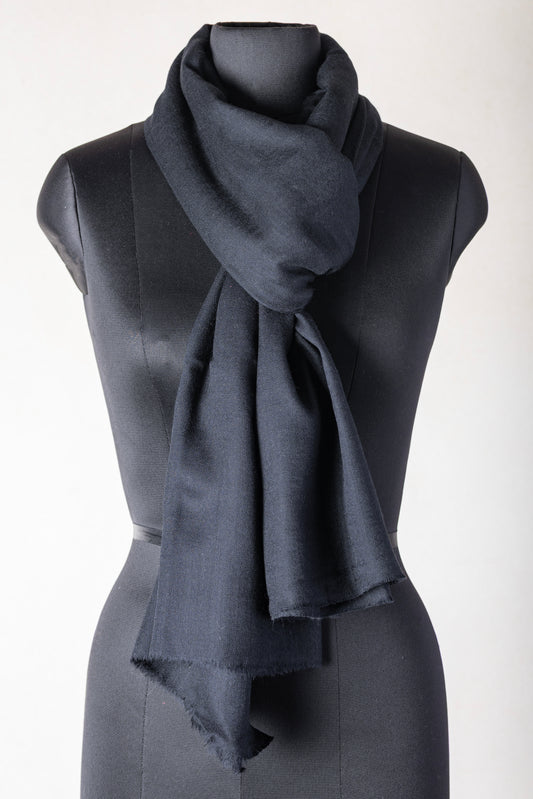 Zuhoor Solid Black Pure Pashmina Shawl