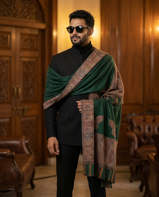 Zuhoor Green Kashmiri Kani Jamawar Shawl