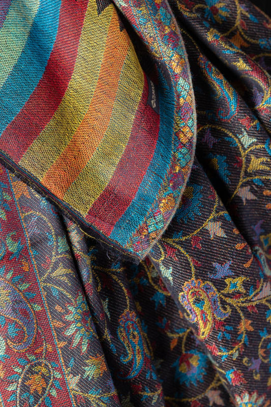 Zuhoor Black Éclat 2-Way Kashmiri Viscose Shawl