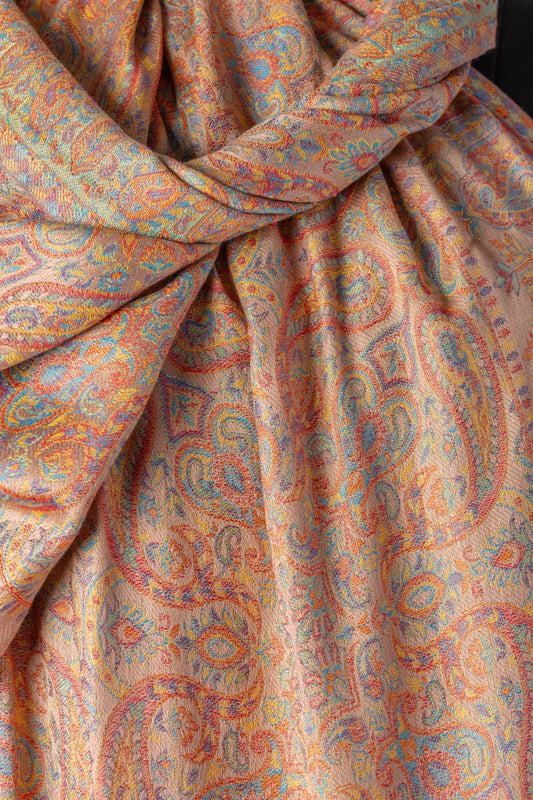 Zuhoor Caramel Kashmiri 2-Way Reversible Stole