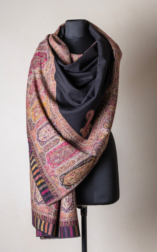 Zuhoor Black Kani Jamawar Shawl