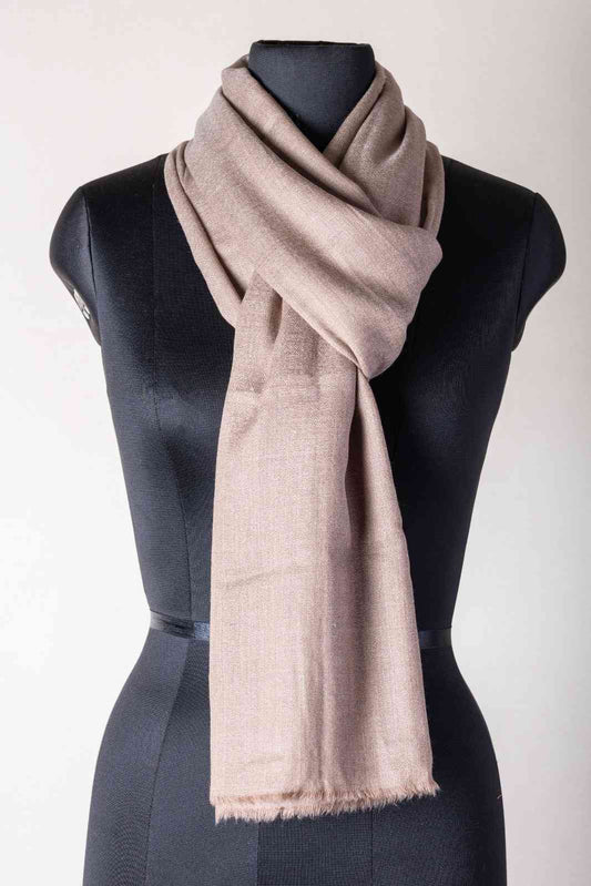 Zuhoor Solid Pinkish 100% Pure Pashmina Shawl