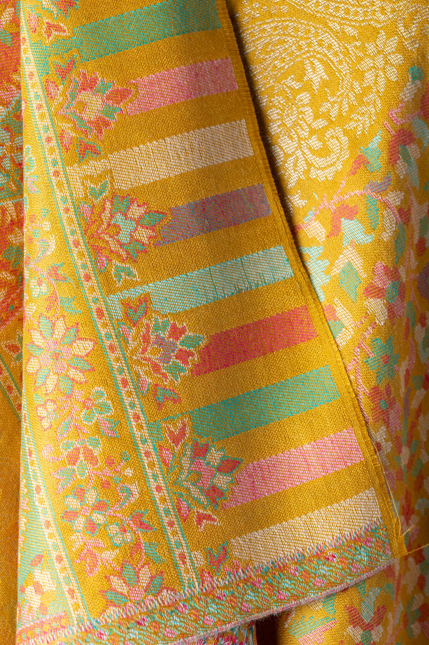 Zuhoor Kashmiri Zari Couple Stole Set (Mustard & Sky Blue)