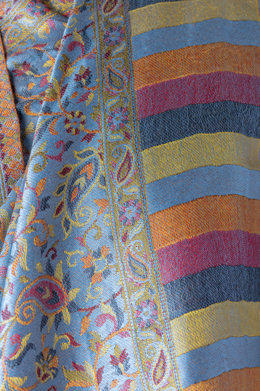 Zuhoor Neel Royale 2-Way Kashmiri Wool Shawl