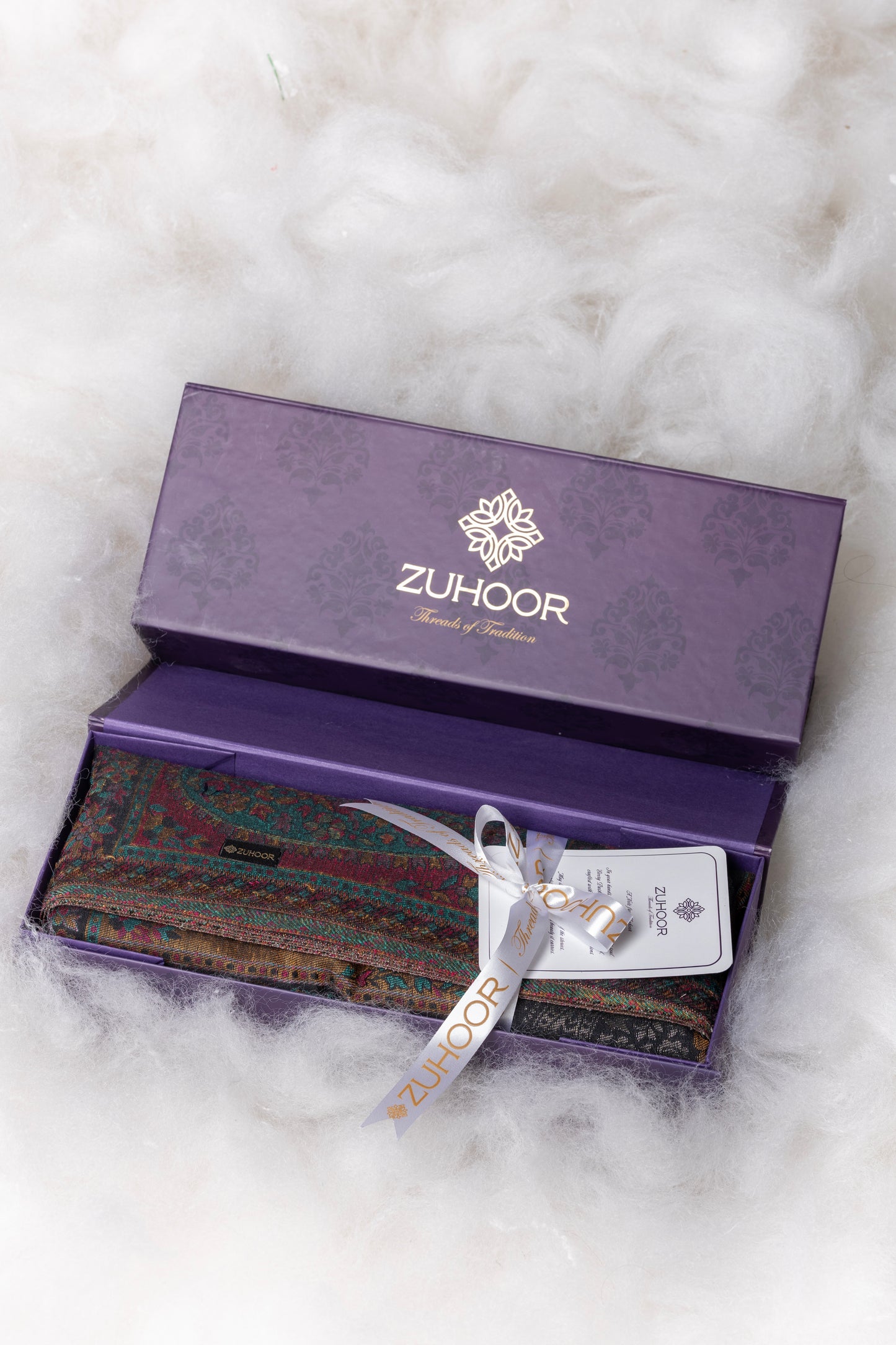 Zuhoor Classic Zari Kashmiri Stole Black