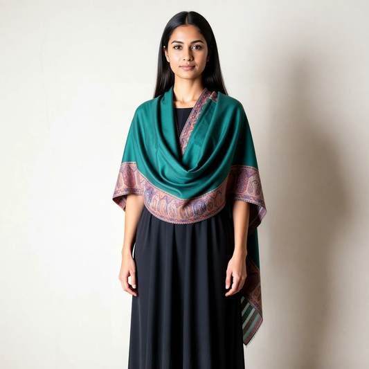 Zuhoor Green Kashmiri Kani Jamawar Shawl
