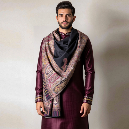 Zuhoor Black Kani Jamawar Shawl