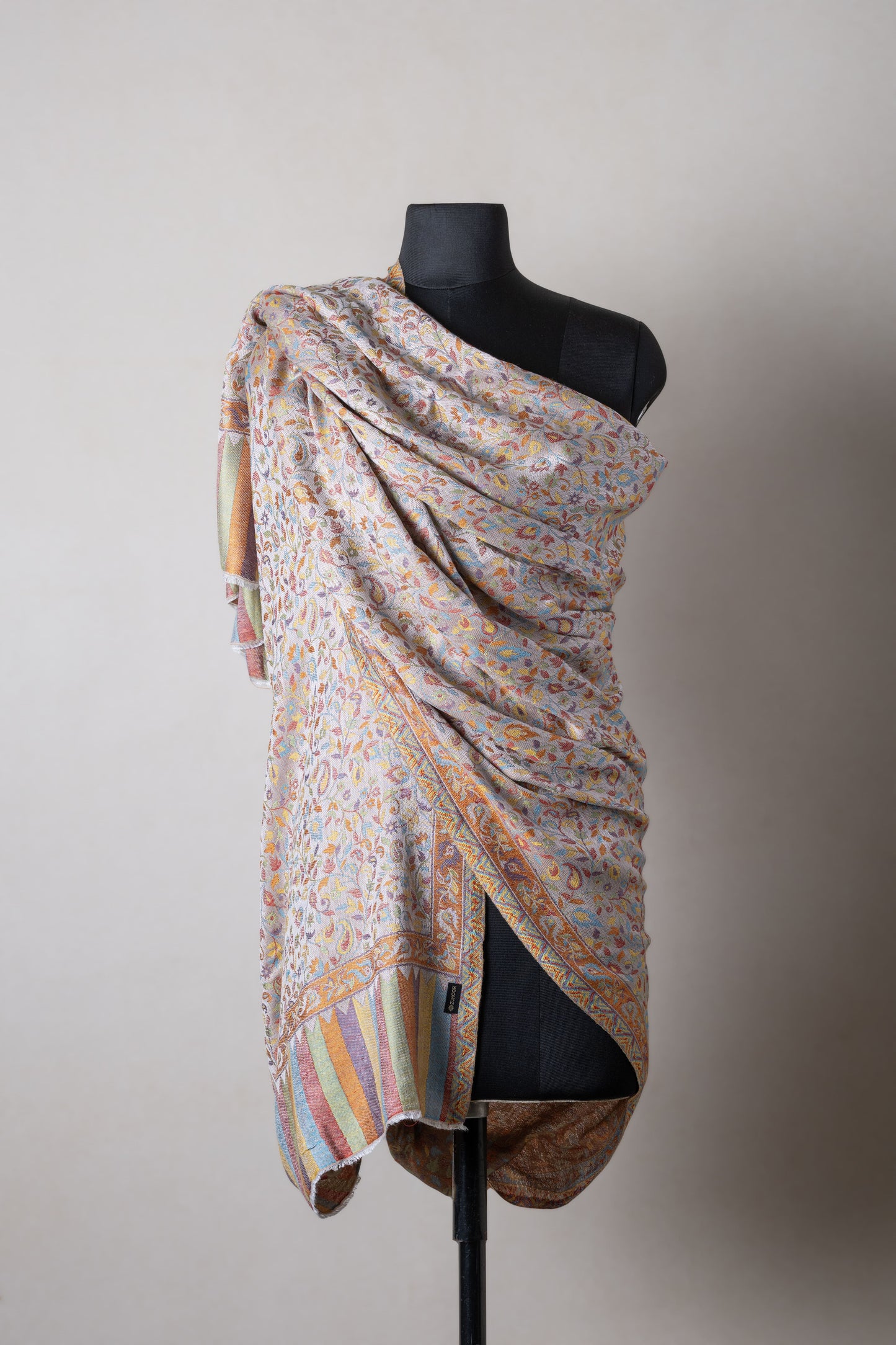 Zuhoor Kashmiri His & Her Shawl Set (Off-White & Mustard)