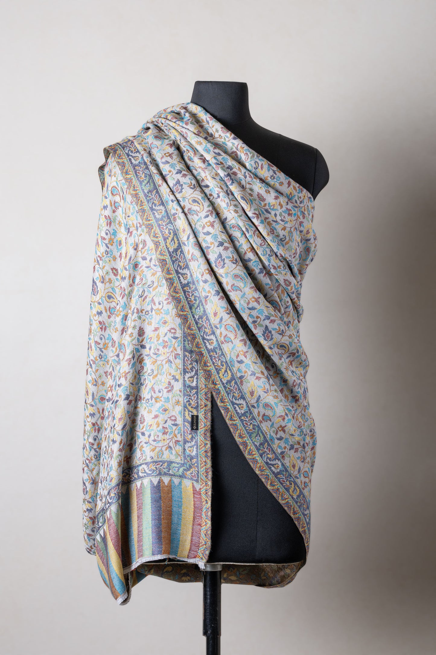 Zuhoor Floral Éclat 2-Way Kashmiri Viscose Shawl