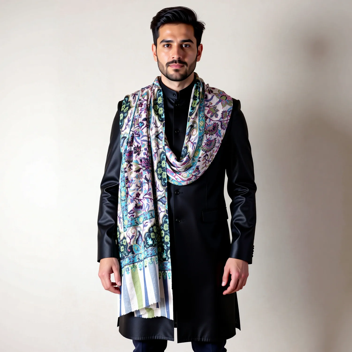 Zuhoor Kalamkari 100% Pure Pashmina Hand Painted Shawl