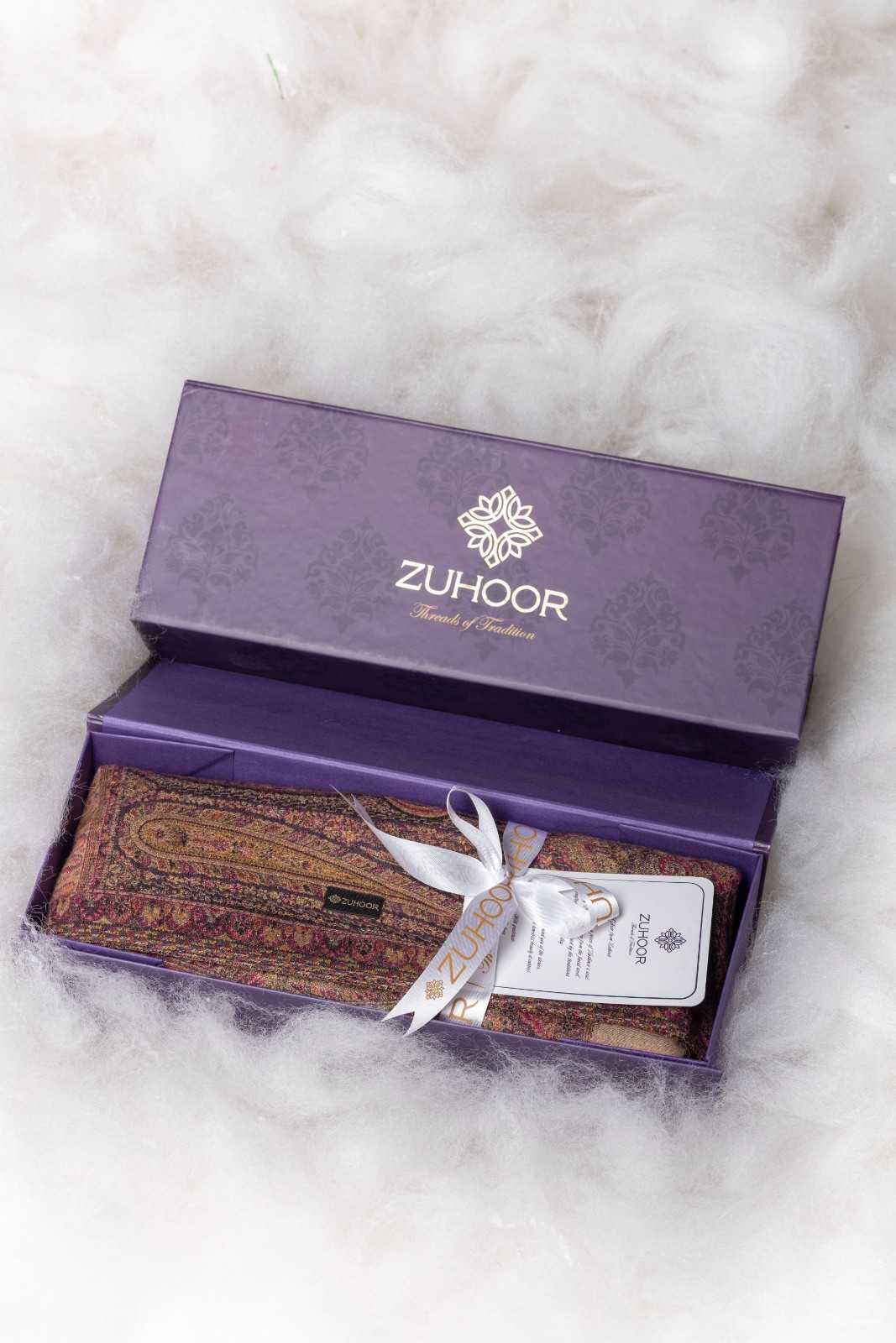 Zuhoor Beige Kani Jamawar Kashmiri Shawl