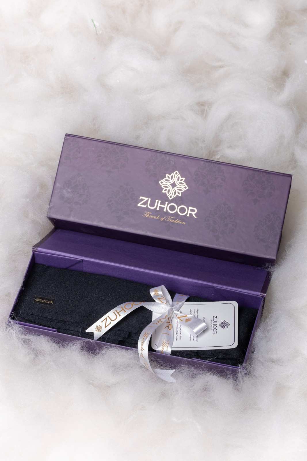 Zuhoor Solid Black Pure Pashmina Shawl