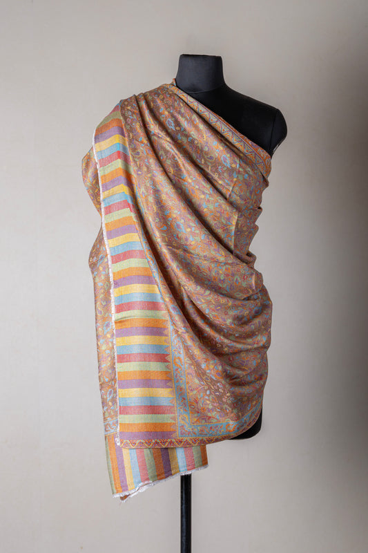 Zuhoor Caramel Luxe 2-Way Kashmiri Viscose Shawl