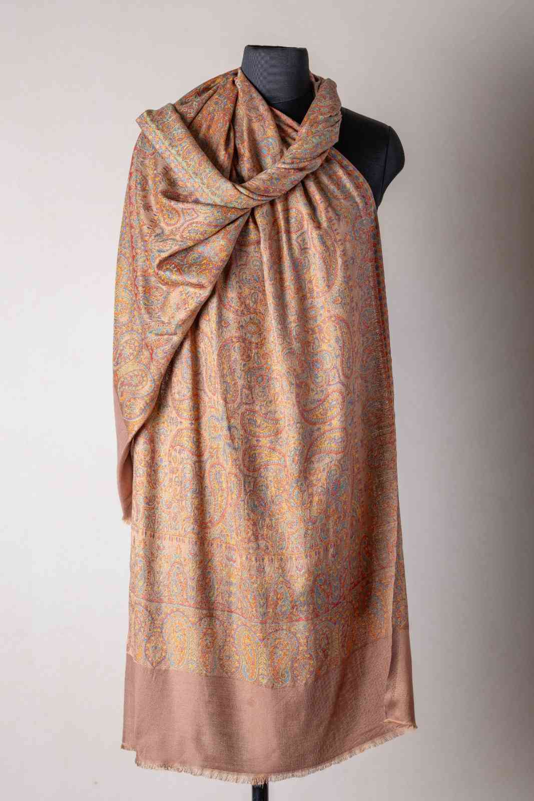Zuhoor Caramel Kashmiri 2-Way Reversible Stole