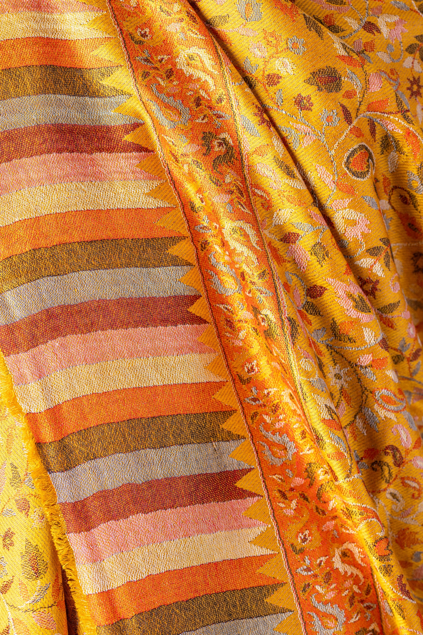 Zuhoor Kashmiri 2-Way Couple Shawl Set (Mustard & Black)