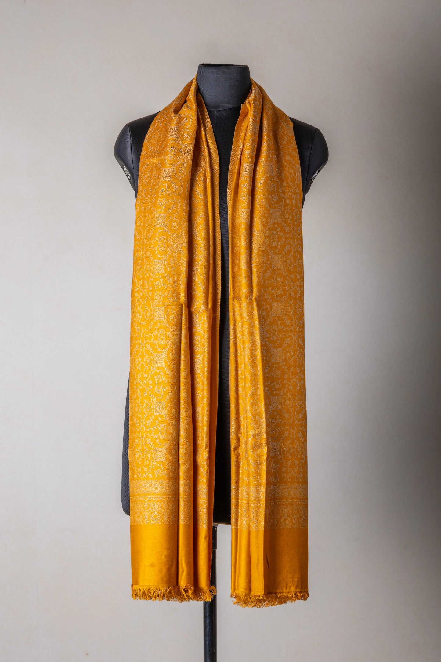 Zuhoor Kashmiri His & Her Shawl Set (Off-White & Mustard)