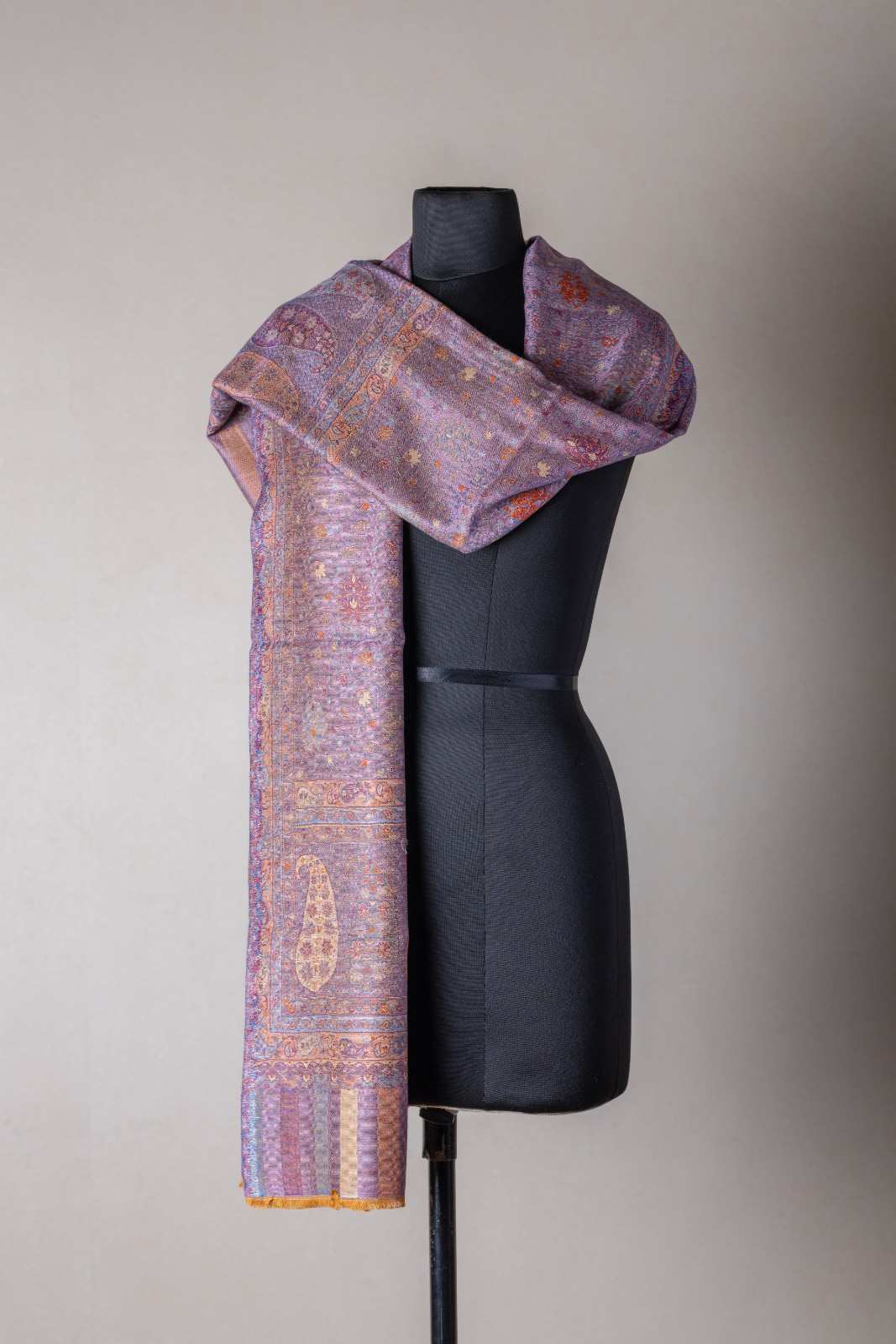 Zuhoor Royal Couple Kashmiri Reversible Stole Set (Purple & Green)