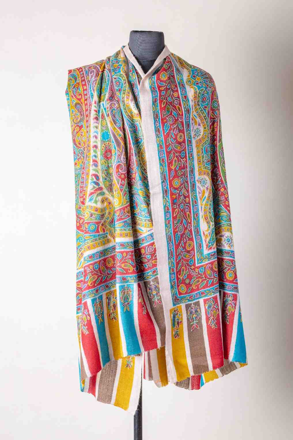 Zuhoor Kalamkari Sozni 100% Pure Pashmina Shawl