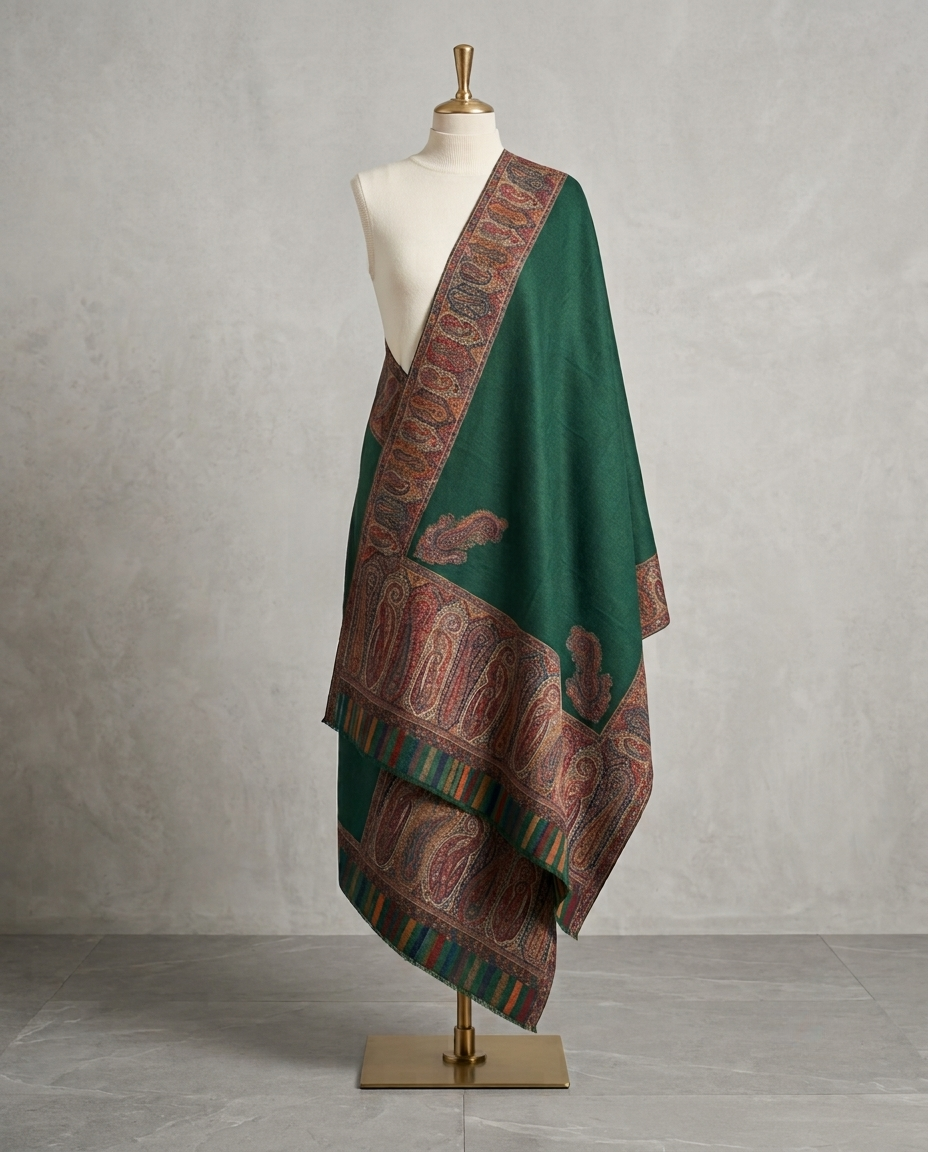 Zuhoor Green Kashmiri Kani Jamawar Shawl
