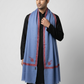 Zuhoor 100% Pure Pashmina Sky Blue Red Sozni Shawl