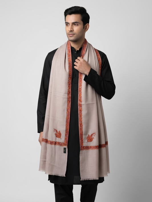 Zuhoor 100% Pure Pashmina Onion Pink Sozni Shawl