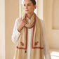 Zuhoor 100% Pure Pashmina Beige Rust Mustard Sozni Shawl