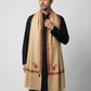 Zuhoor 100% Pure Pashmina Beige Rust Mustard Sozni Shawl