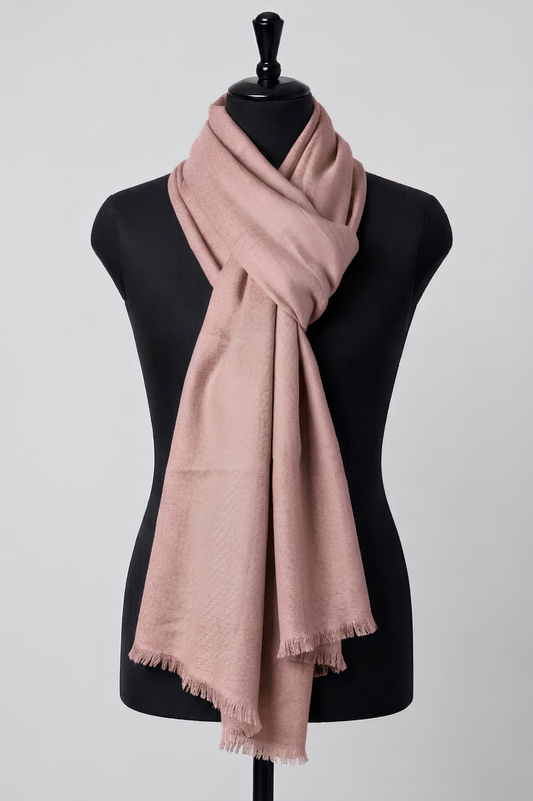 Zuhoor Solid Pinkish 100% Pure Pashmina Shawl
