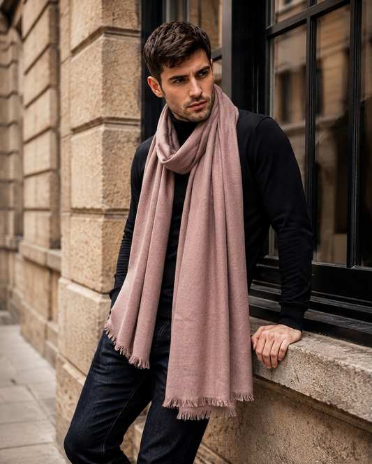 Zuhoor Solid Pinkish 100% Pure Pashmina Shawl