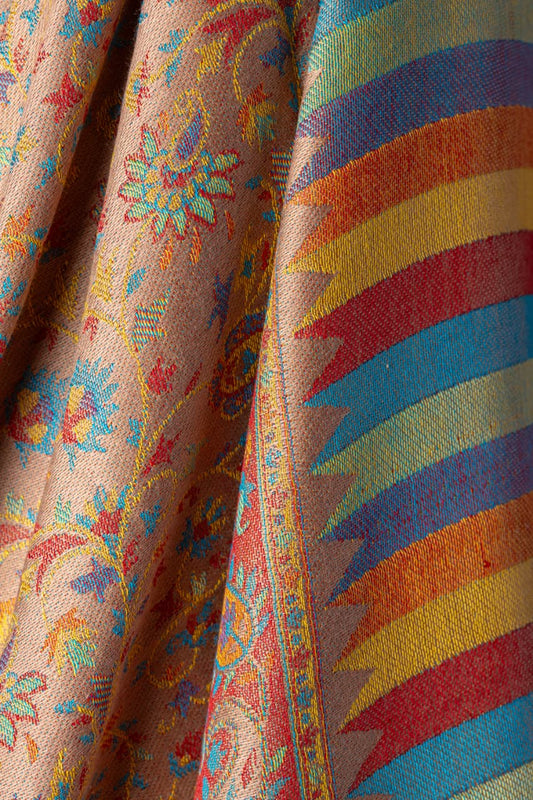 Zuhoor Caramel Luxe 2-Way Kashmiri Viscose Shawl