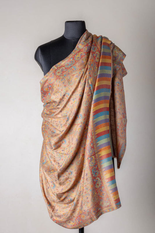 Zuhoor Caramel Luxe 2-Way Kashmiri Viscose Shawl