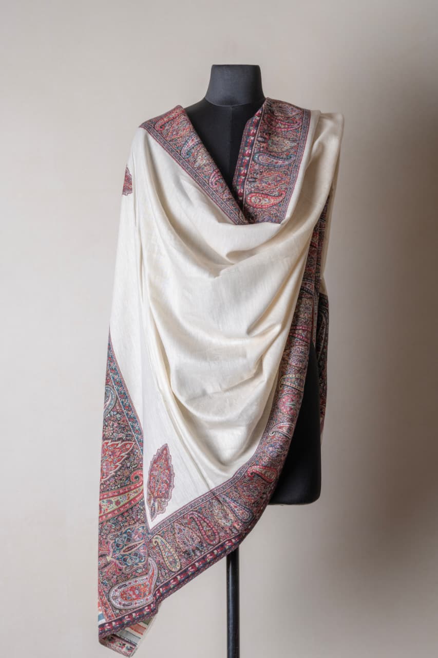 Ivory Kashmiri Kani Shawl