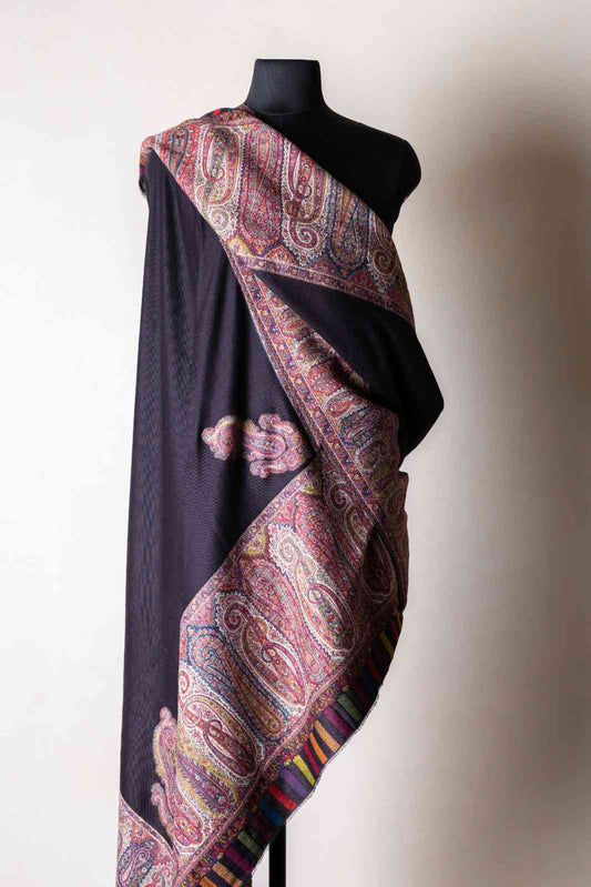 Zuhoor Black Kashmiri Kani Jamawar Shawl