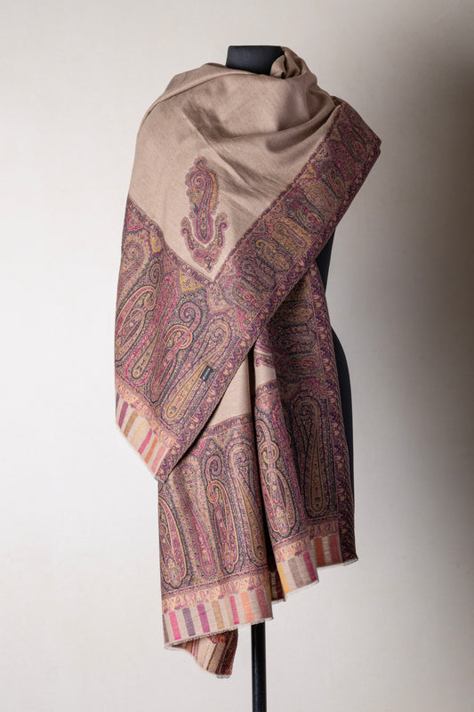 Beige Kani Jamawar Shawl