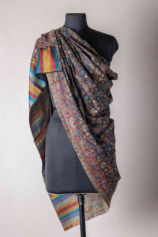 Zuhoor Black Éclat 2-Way Kashmiri Viscose Shawl