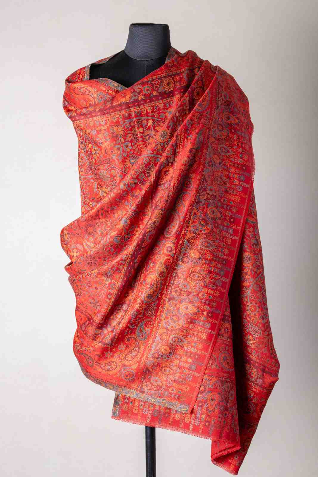 Zuhoor Ruby Crimson Kani Zari Kashmiri Shawl