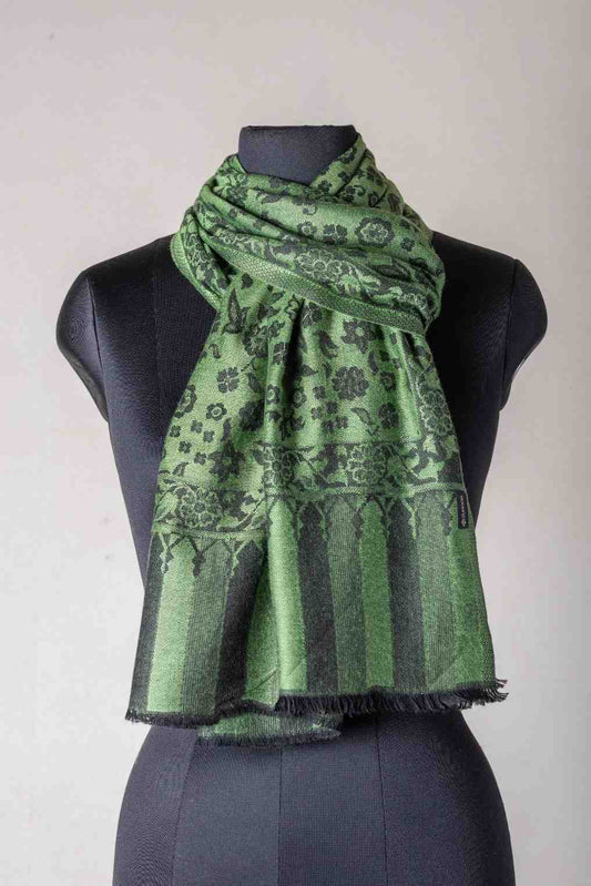 Zuhoor Royal Couple Reversible Stole Set (Mustard & Green)