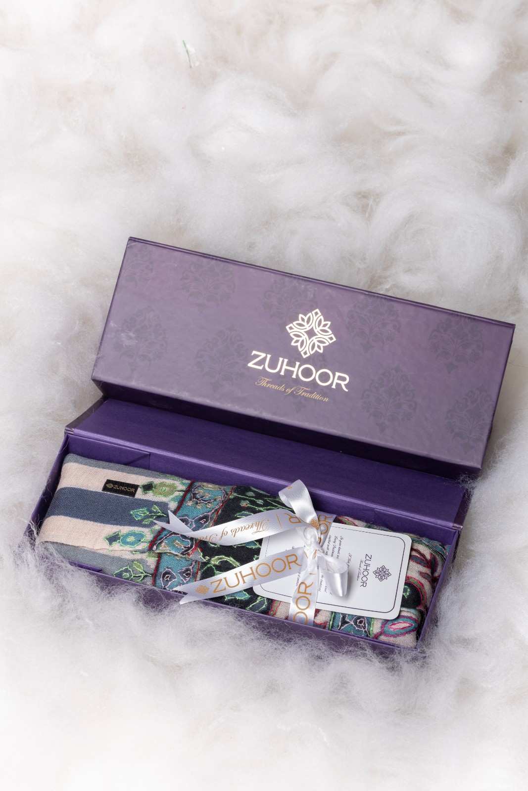 Zuhoor Kalamkari 100% Pure Pashmina Hand Painted Shawl