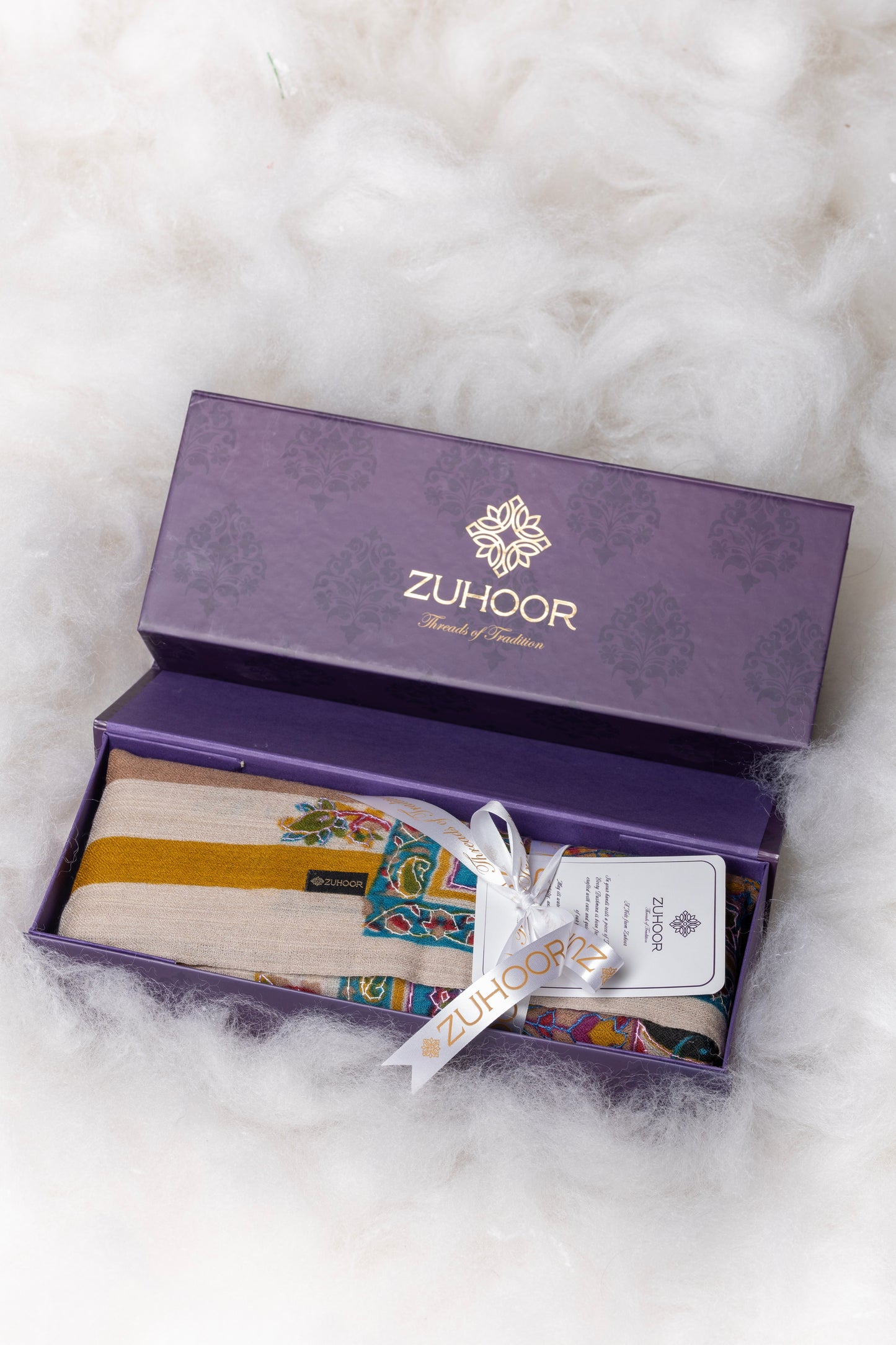 Zuhoor Kalamkari 100% Pure Pashmina Black Shawl