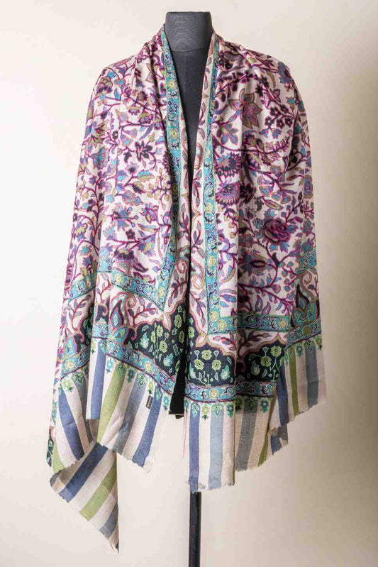 Zuhoor Kalamkari 100% Pure Pashmina Hand Painted Shawl