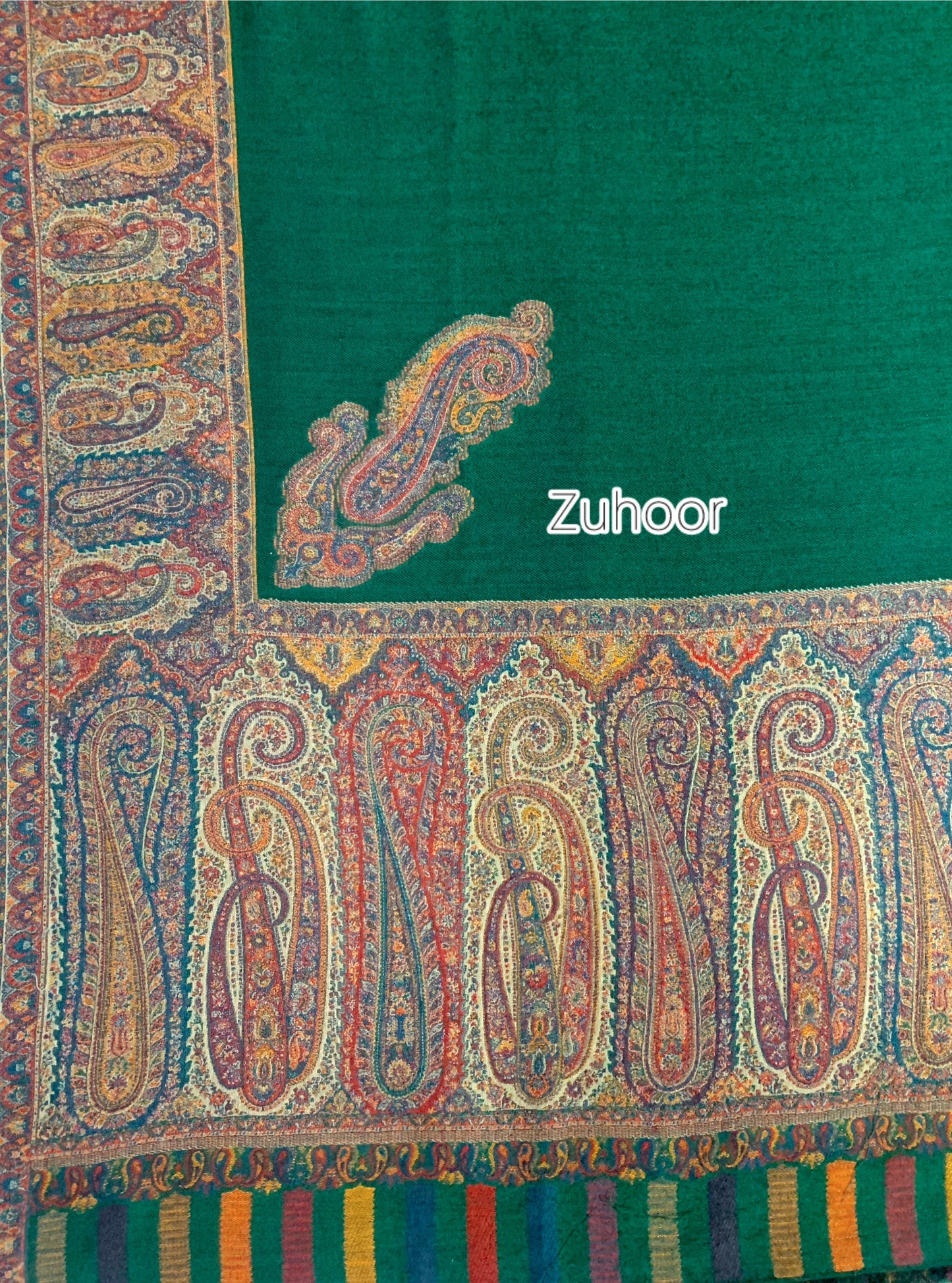 Zuhoor Green Kashmiri Kani Jamawar Shawl